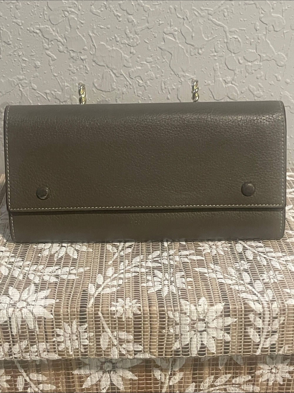 Celine Gray Leather Crossbody with Yellow interior